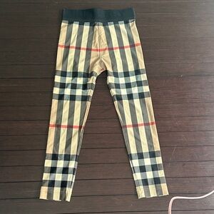 Burberry Kids Beige and Black Check Leggings